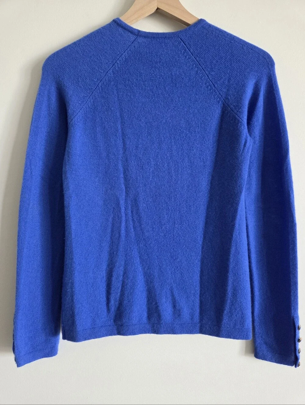 J. McLaughlin Jamey Cobalt Blue Cashmere Button Cuff Sweater Womens Size XS